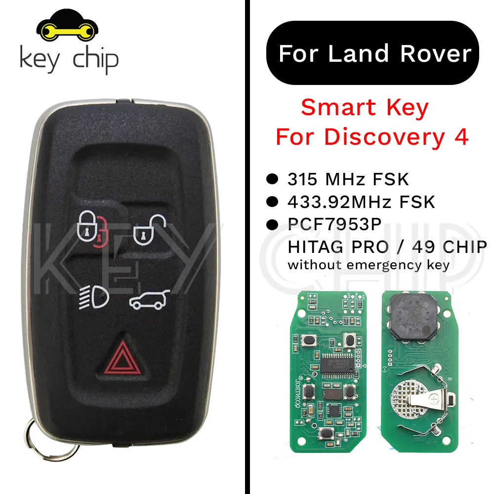 Smart Key For Discovery 4/ Range Rover Sport Evoque  2012-2017 315 MHz FSK 433.92MHz FSK  PCF7953P / HITAG PRO / 49 CHIP