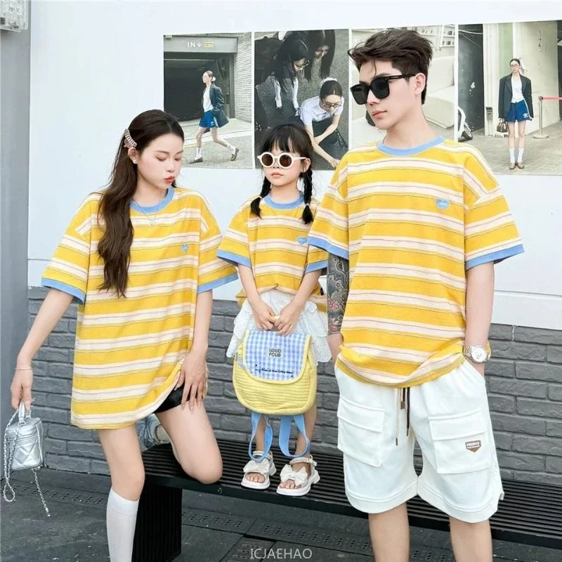 Summer Family T Shirts Parent-child Clothes Mother Father and Daughter Son Boy Girl Matching  BodysuitTee Shirt Tops Baby Cotton