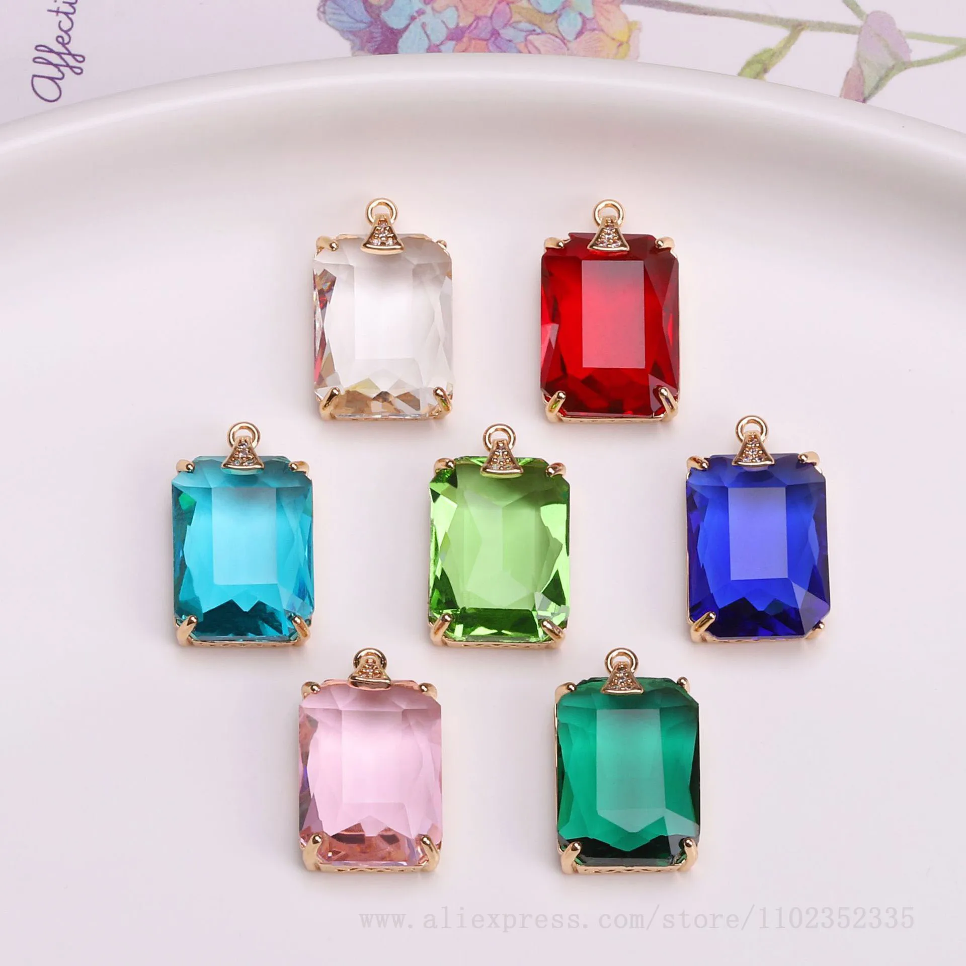 10pcs/ Bag 13X22mm rectangle Glass Crystal Pendant DIY Designer Making Bracelet Earrings Charms for Necklace Jewelry