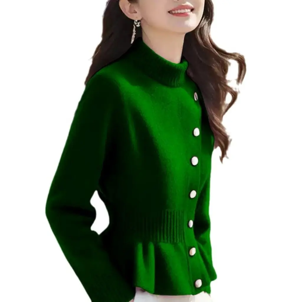 

High-End Autumn Winter Women's Long Sleeve Sweater Fashionable Small Fragrance Style Foreign Design Top Base Shirt