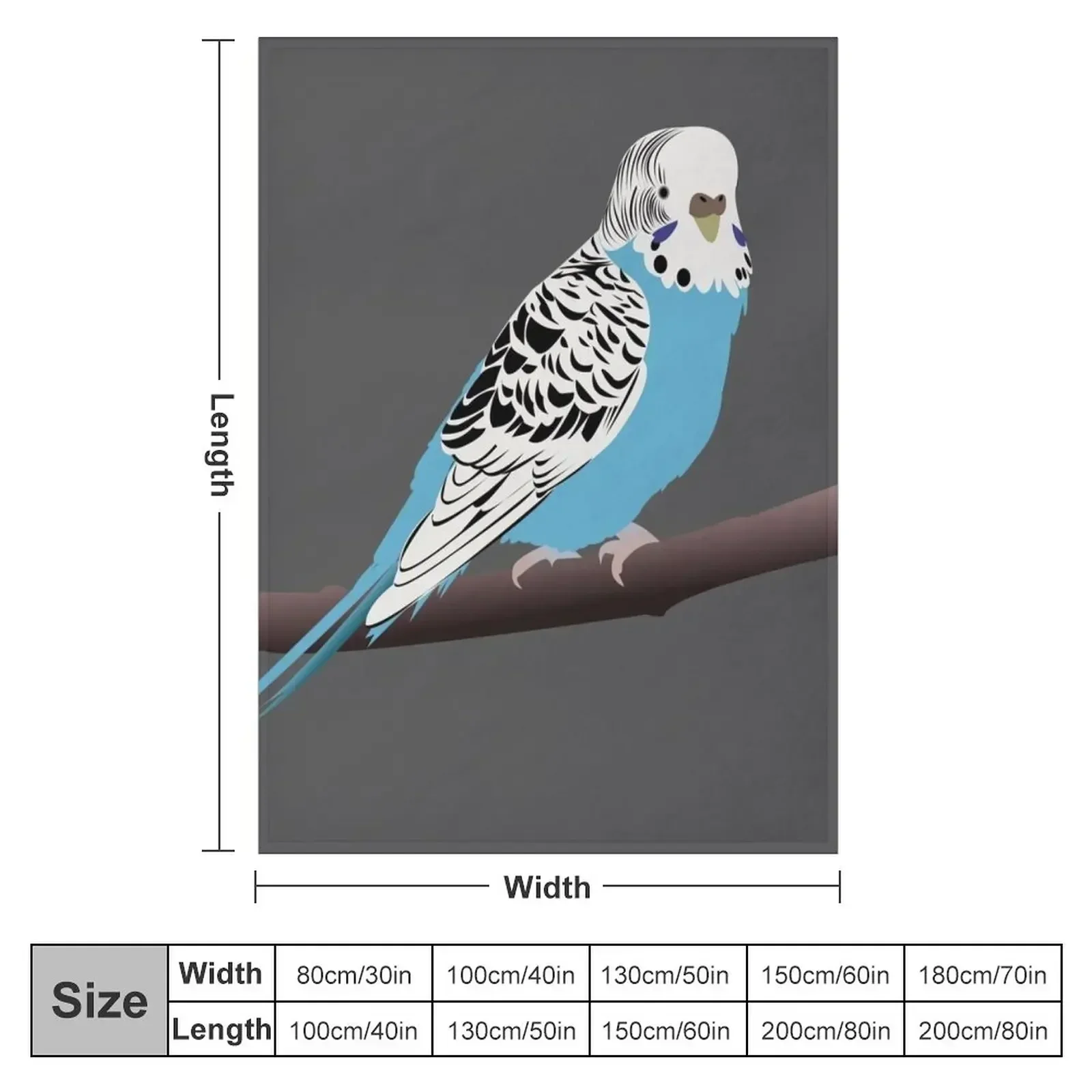 Blue Parakeet/Budgie Throw Blanket couch cozy soft plush fuzzy picnic outdoor blanket