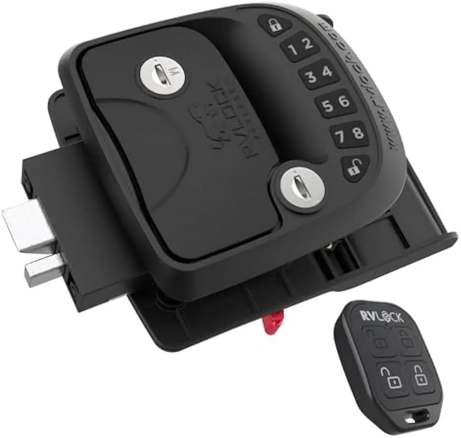 

Keyless RV Door Lock with Remote, Secure Camper Latch Replacement for Trailers, Durable and Easy Install