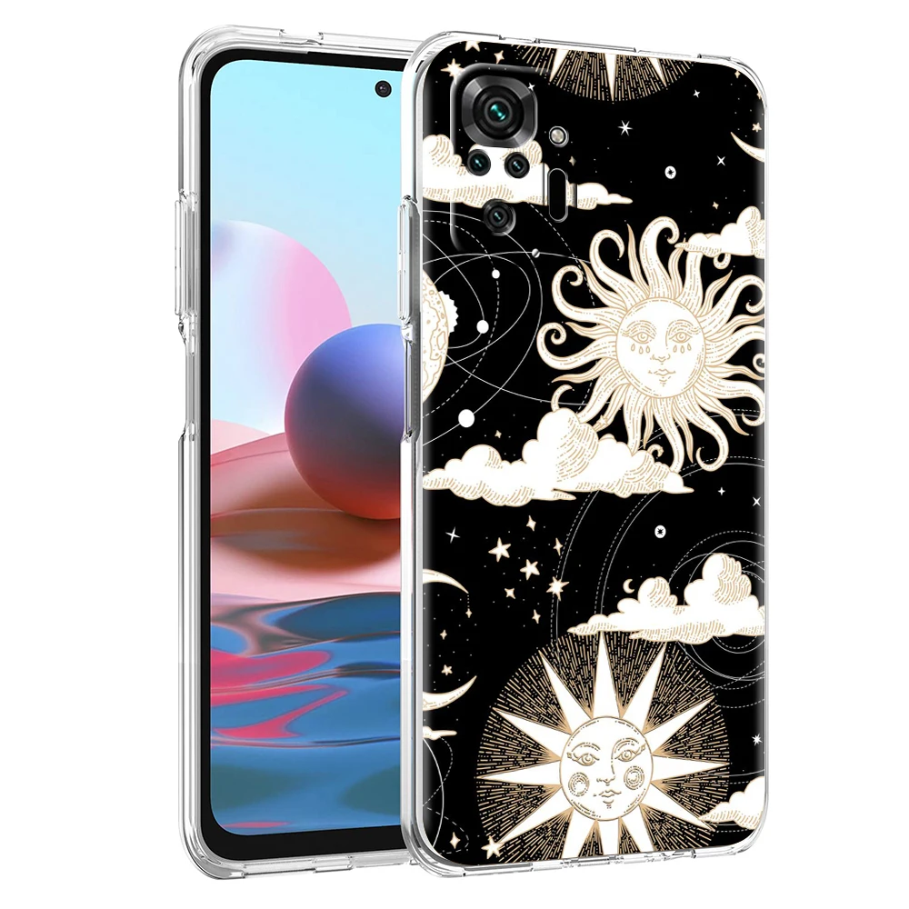 Funda de teléfono astrológica Suns Moons Clouds, carcasa suave transparente para Redmi Note 10, 11T, 7, 8T, 9, K40, 9A, 9C Pro