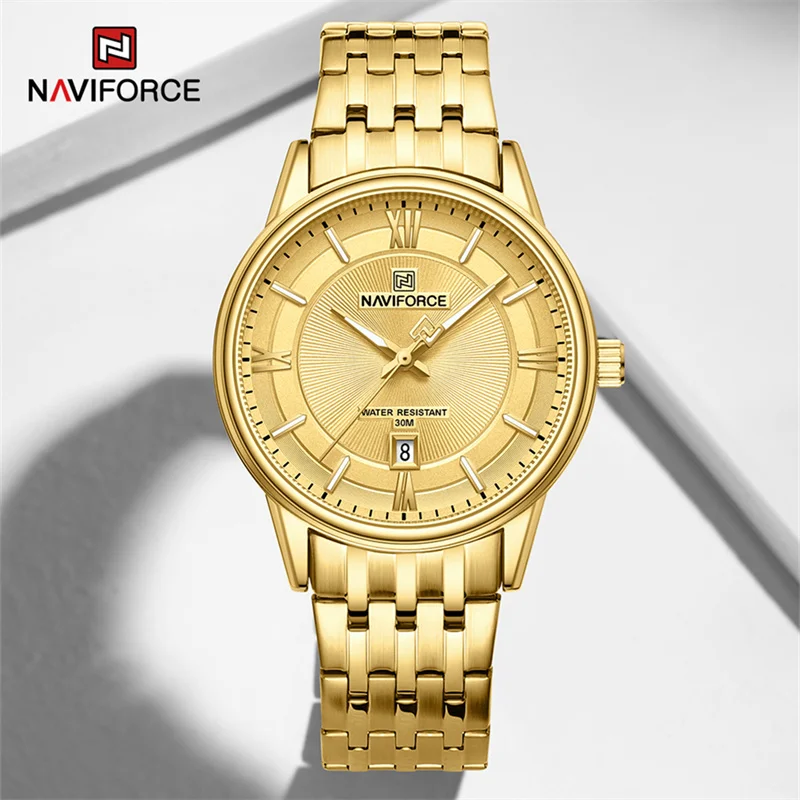 NAVIFORCE Brand Men Luxury Quartz Watch Waterproof Couple Wristwatch Stainless Steel Luminous Clock Reloj Hombre Gift For Lover