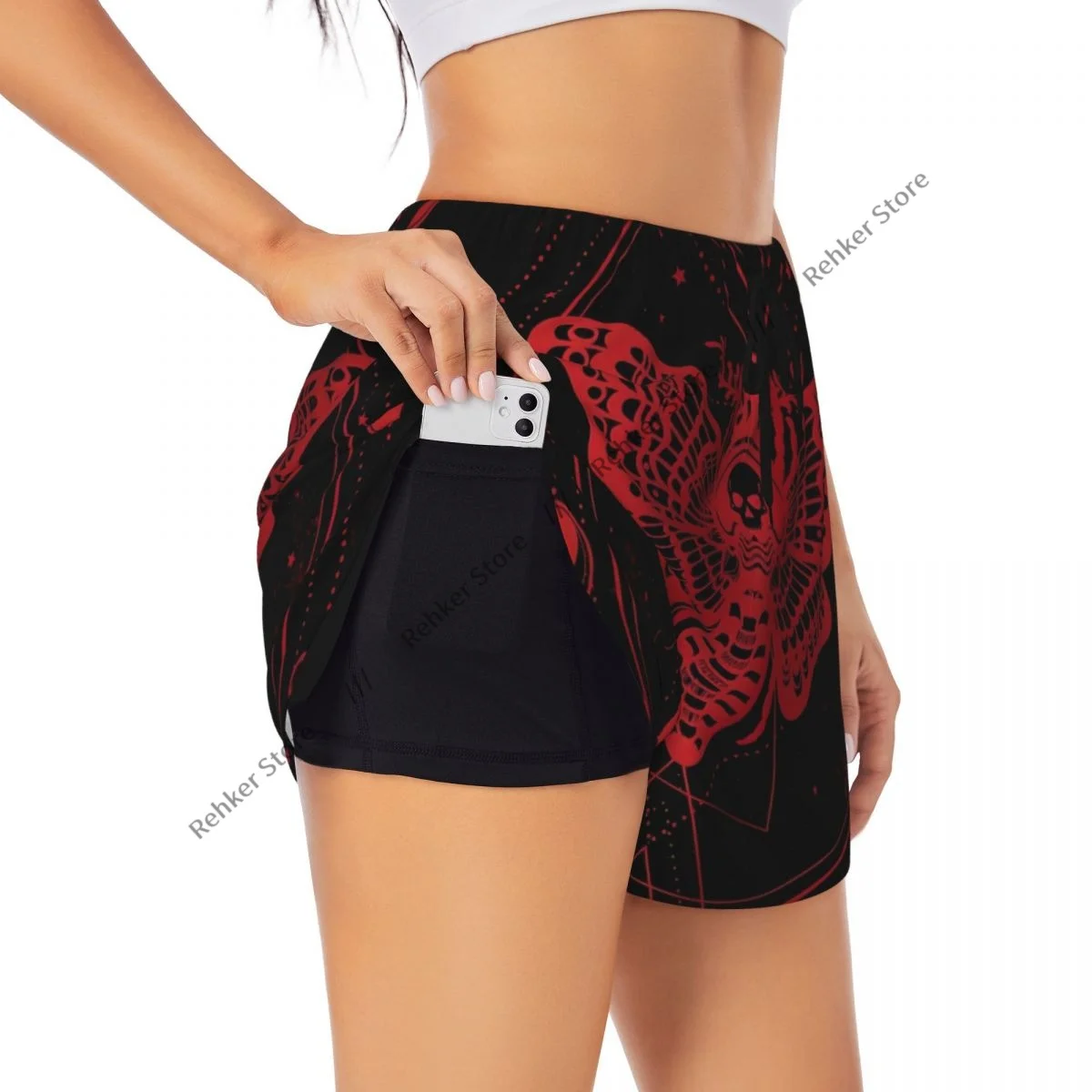 Damskie spodenki do jogi Straszna Motyla Martwa Głowa Na Magicznym Pentagramie Spodenki Treningowe szybkoschnące Damskie Spodenki do Jogi na Siłownię Odzież Sportowa