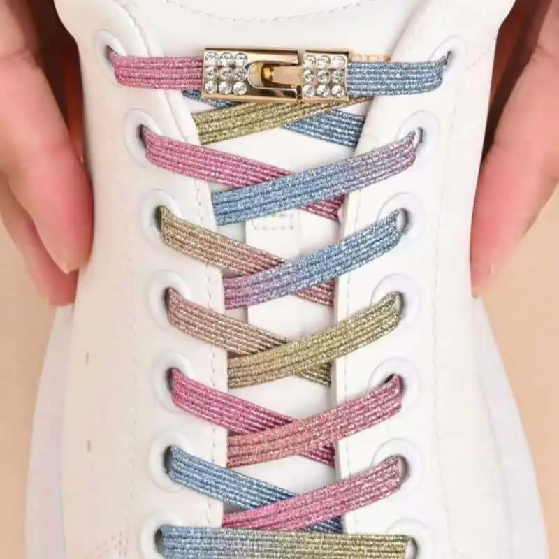 Keine Schnürung erforderlich, Diamantschnalle, elastische Schnürsenkel, Schuhbänder für Sneaker, Kinder und Erwachsene, geeignet für Sport-, Freizeitschuhe und Stiefel. – Detail 8