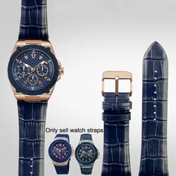 22mm Leather strap for Giles Guess Watch U0247g3 W0040g3 W0040g7 Blue colour cowhide Strap for Men Watchband