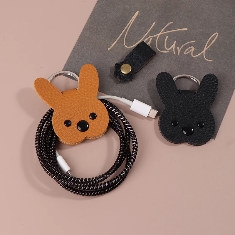 Creative Cartoon Cat Claw Cable Winding Device For Headphones Data Cable Management Device PU Leather Cable Winding Clip