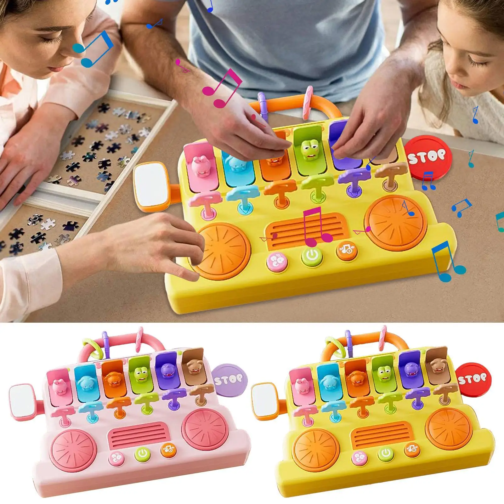 مجموعة أدوات الموسيقى للأطفال لعبة طبل البيانو على شكل حافلة لعبة تعليمية تعليمية للأطفال في مرحلة ما قبل المدرسة والسفر هدية عيد الميلاد والعام الجديد