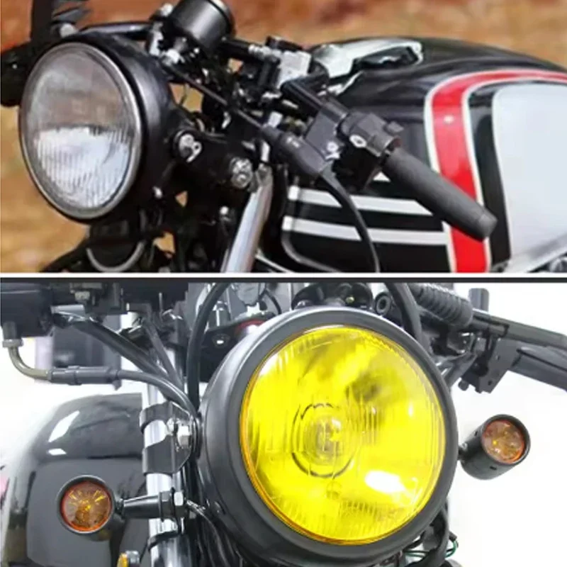 5.75 Inch Retro Motorcycle Headlights Universal 12V High Low Beam Headlights Metal Casing Round Moto Headlamp For Cafe Racer