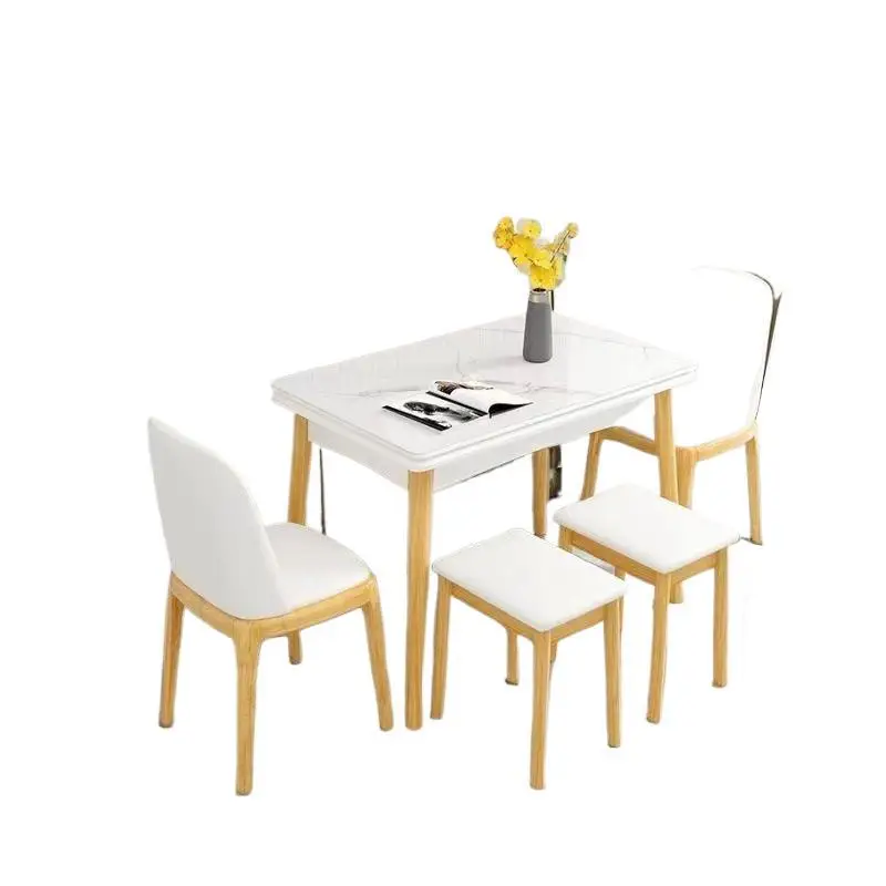 

Slate folding dining table, household small apartment, solid wood retractable