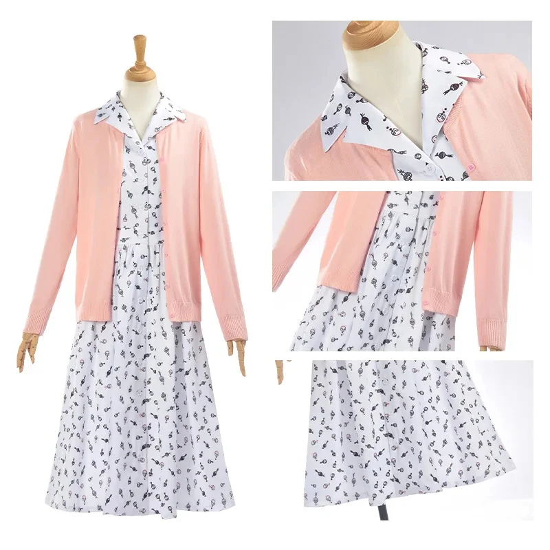 Disfraz de Cosplay de Hortensia del Musical Matilda, Vestido Elegante con Flores Rosas para Mujer, para Fiesta de Halloween, [6