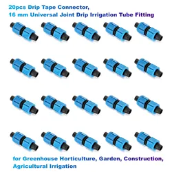 20pcs Drip Tape Connector, 16 mm Universal Joint Drip Irrigation Tube Fitting,For Greenhouse Horticulture, Garden