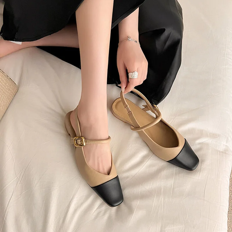 

Трендовые новые летние элегантные босоножки из натуральной кожи в стиле пэчворк с запахом на щиколотке для женщин, вечерние туфли на низком каблуке 2,5 см, абрикосового, бежевого цвета FT5252