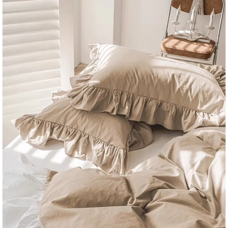 1 Piece Pillow Case Ruffle Lace Body Pillow Cases Bedroom Bedding Pillowcases Home Decor Pillows Cover Khaki Pillowcase