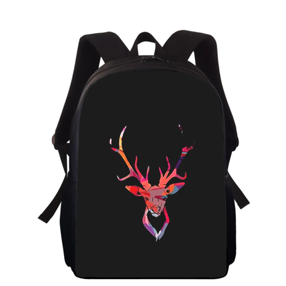 3D Animal Print Sacos de Escola Primária para Meninos e Meninas, Cute Deer Backpack, Estudantes Sacos De Livro, 16"