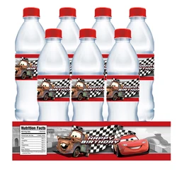 Disney Cars Lightning McQueen Water Bottle Wraps etichette etichette di compleanno adesivi personalizzati decorazioni per feste di compleanno per bambini