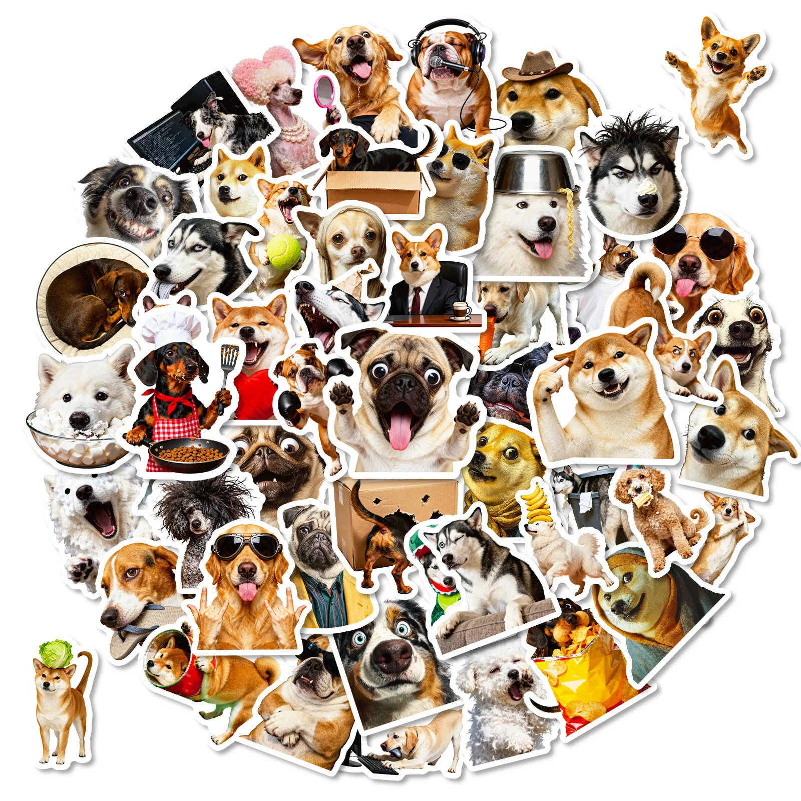56Pcs Dog Stickers Funny Dog Meme Decals for Motorcycle Helmet Laptop Notebook Suitcase Skateboard DIY Cartoon Aesthetic Sticker