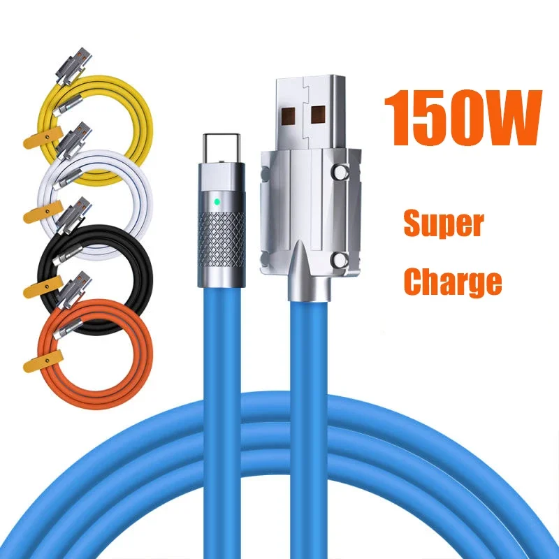 6A 150W Super Fast Charge Type-C Charger Liquid Silicone Cable Data Cable USB Bold Data Line For Xiaomi Huawei Honor Samsung New