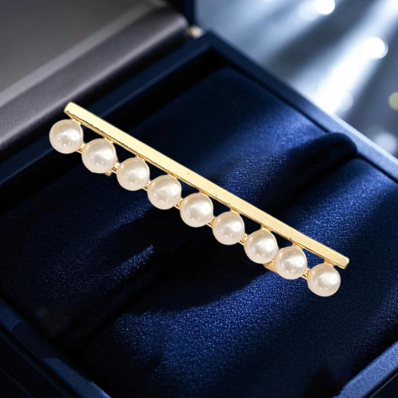 Fashion Workplace Versatile Balance Beam Brooch Elegant Freshwater Bead Neckline Needle Clothes and Hats Exquisite Accessories