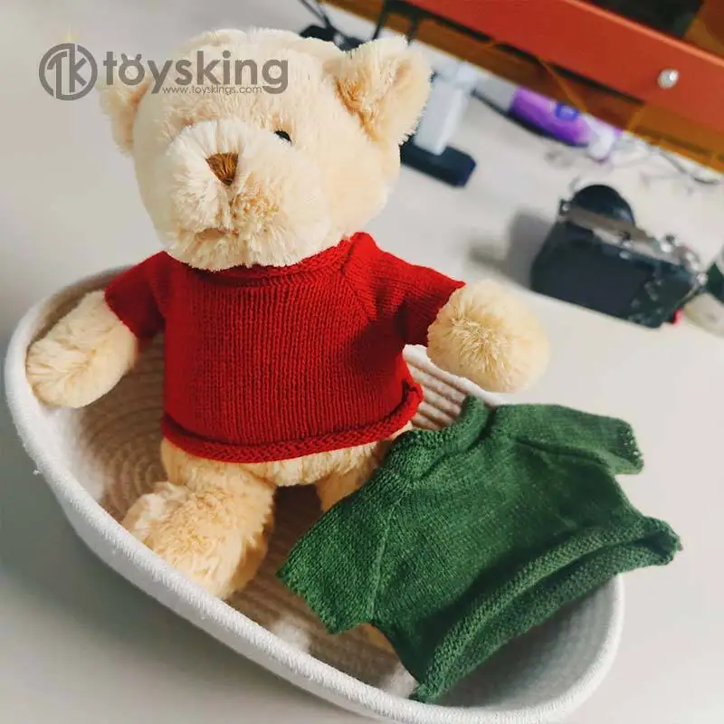 Lovely Sweater Teddy Bear Stuffed Doll Soft Fluffy Pp Cotton Skin Friendly Children Sleeping Partner Holiday Present