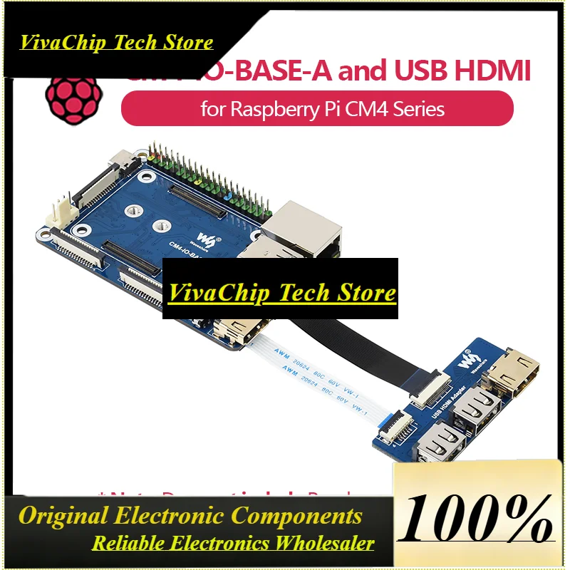 VivaWaveshare CM4-IO-BASE-A And USB HDMI Adapter, For Raspberry Pi Compute Module 4