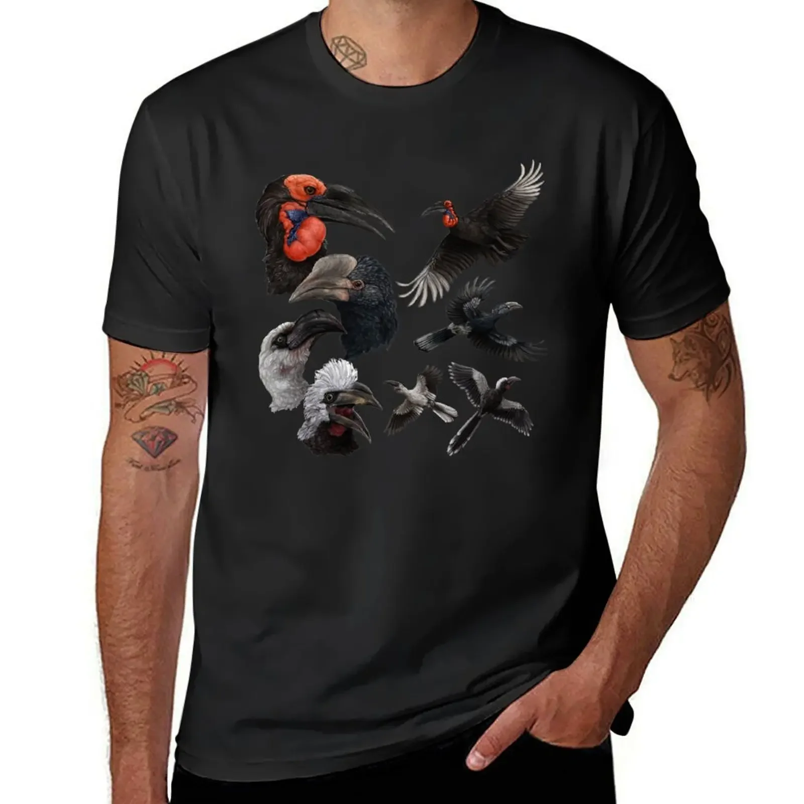 Four Female Hornbills T-Shirt vintage anime shirt plus sizes designer shirts anime stuff Men's t-shirt