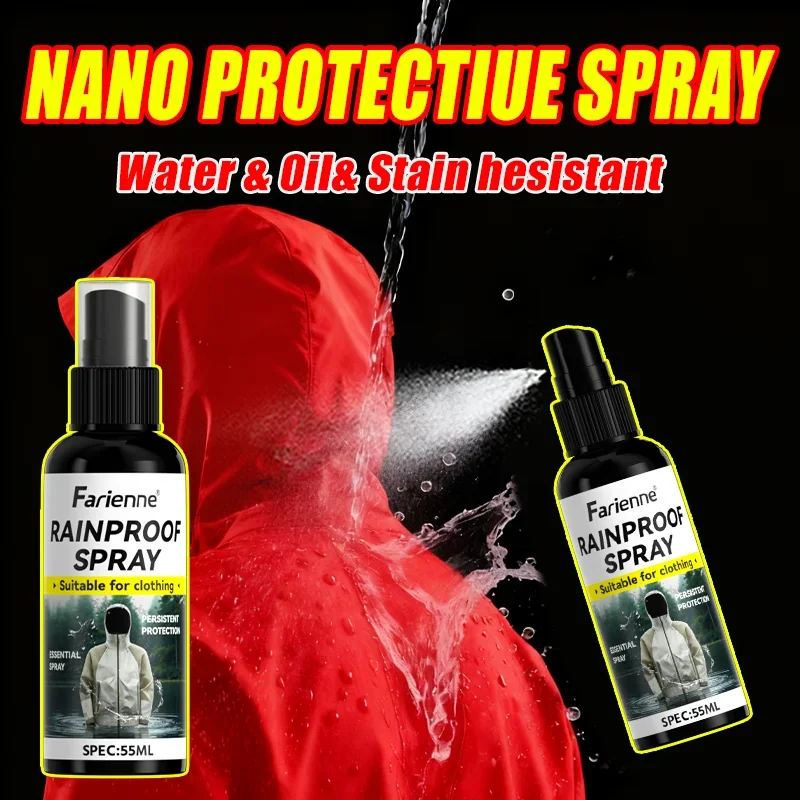 Farienne 55ml Nano-Tech Rainproof Spray Water Oil Stain Repellent All-Weather Gear Clothing Accessories