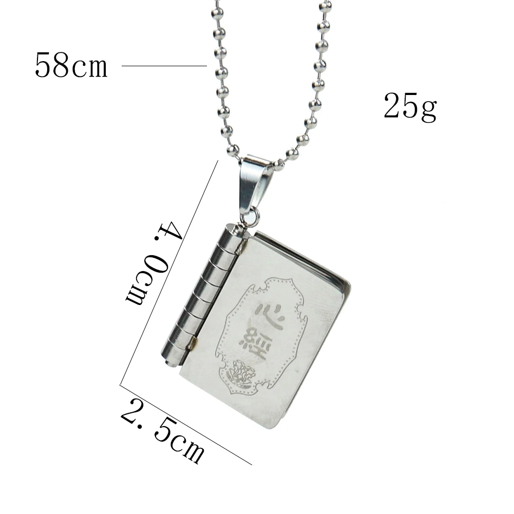 316 Stainless Steel Religious Heart Sutra Necklace Guanyin Lotus Book Pendant DIY Buddhist Prayer Woman Man Jewelry Accessories