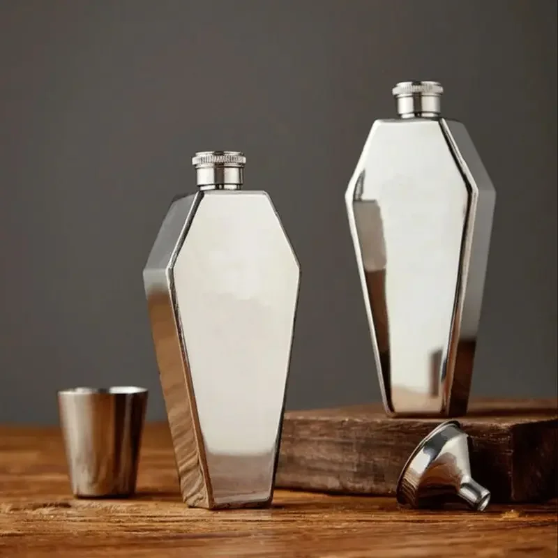 

3,5 унции фляга из нержавеющей стали в форме мумии, стальная флакон, бутылка для виски, окрашенная