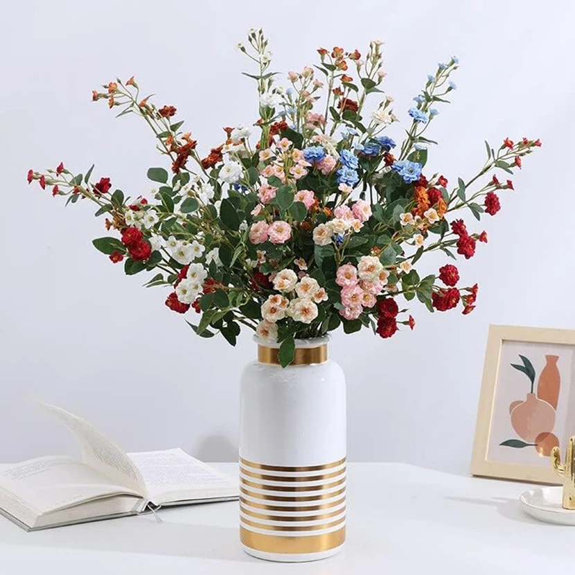 

10Pcs Artificial Flowers Long Shoot Rose Bouquets Home Room Decor Table Yard Garden DIY Gift Wedding Bridal Bouquets Accessories