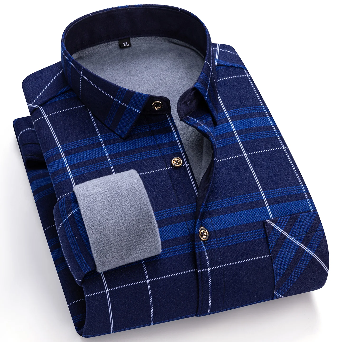 شتاء دافئ الرجال قمصان مربعة النقش سميكة الفانيلا ملابس رجالية عادية كم طويل حجم كبير مكتب عمال قمصان رجالي عادية الاختيار #3