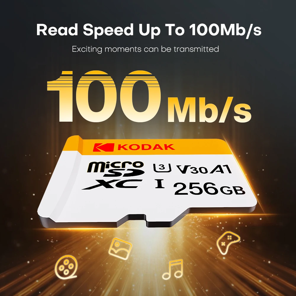 KODAK Micro SD Card 16GB 32GB 64GB 128GB 256GB U3 V30 4K Full HD Micro TF Memory Microsd Card for Phone/security Camera/Dash Cam