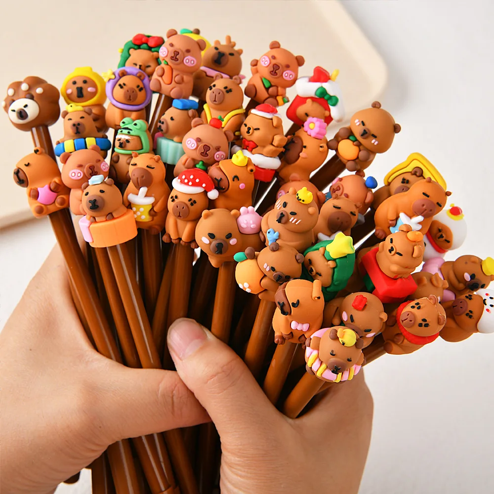 

30Pcs/Lot Cute Cartoon Capybara Black Ink Gel Pen Student Kawaii Ball Neutral Pens Creative Kids Office School Stationery Prize