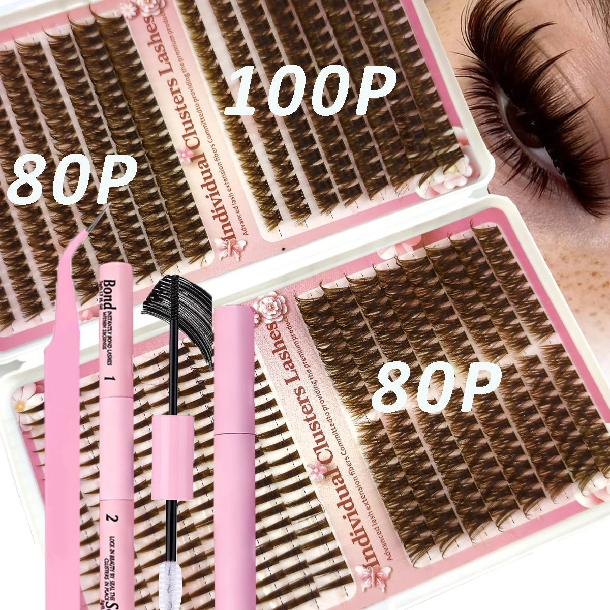 32 Reihen Großpackung Wimpernverlängerung Professionelles Einzelcluster DIY-Kit Wimpern Natürliche Künstliche Wimpern
