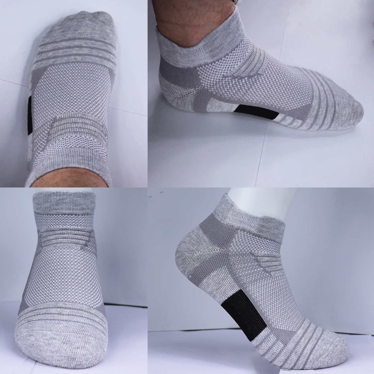 3 Pairs Breathable Mesh Athletic Terry Socks Cushioned Moisture-managing and Durable Reduces Foot for Running Hiking & Sports