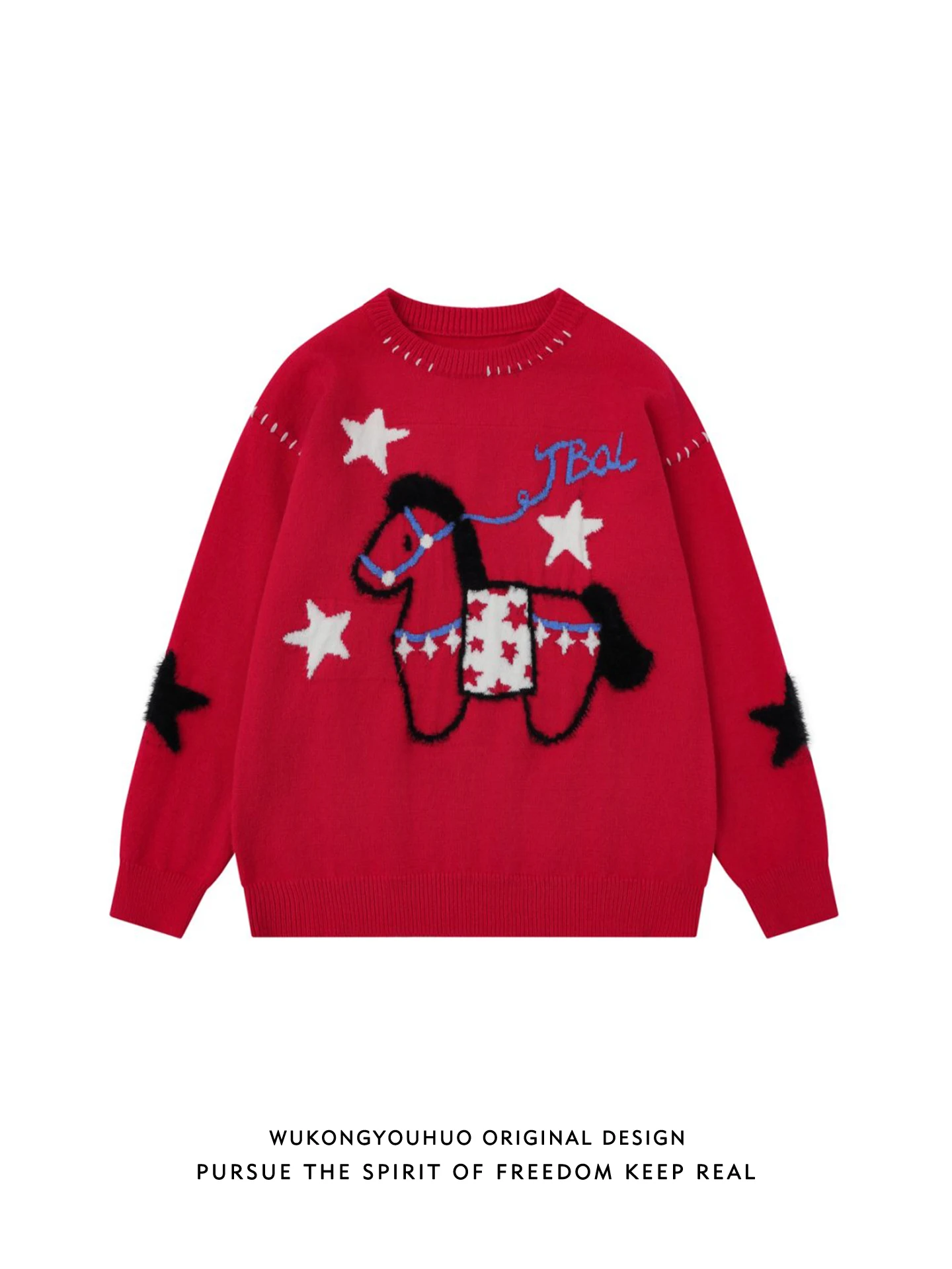 

Красный круглый вязаный свитер Ne, повседневный свободный крой для мужчин и женщин, подходит для осени и зимы, сезонная одежда, удобная ма...