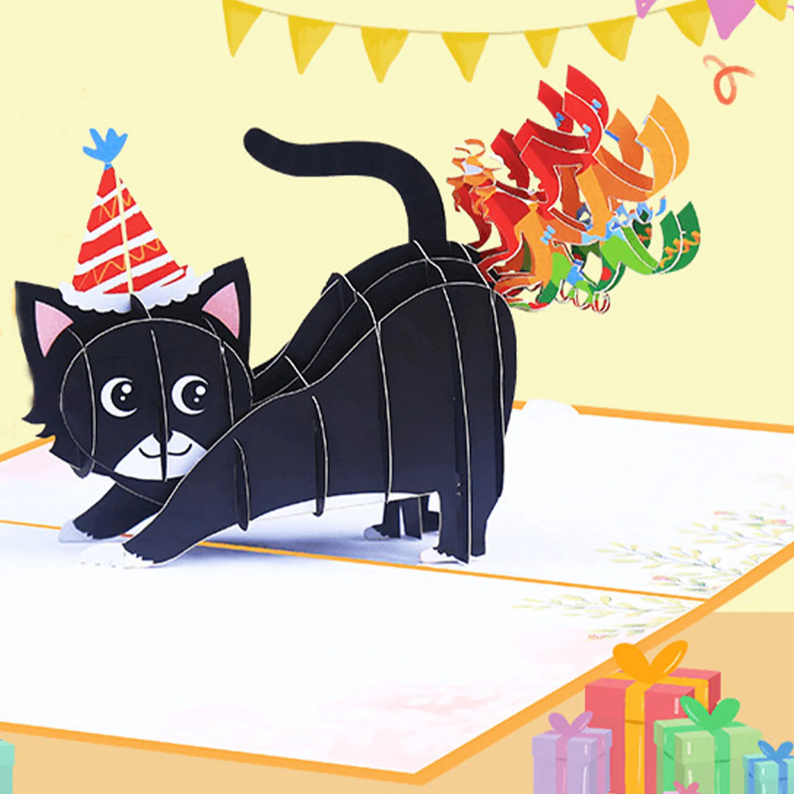 Envelopes Greeting Cards Orange Paper 5x7 Inches Birthday Card Black Cat Envelope Postcards Explosive Laughter