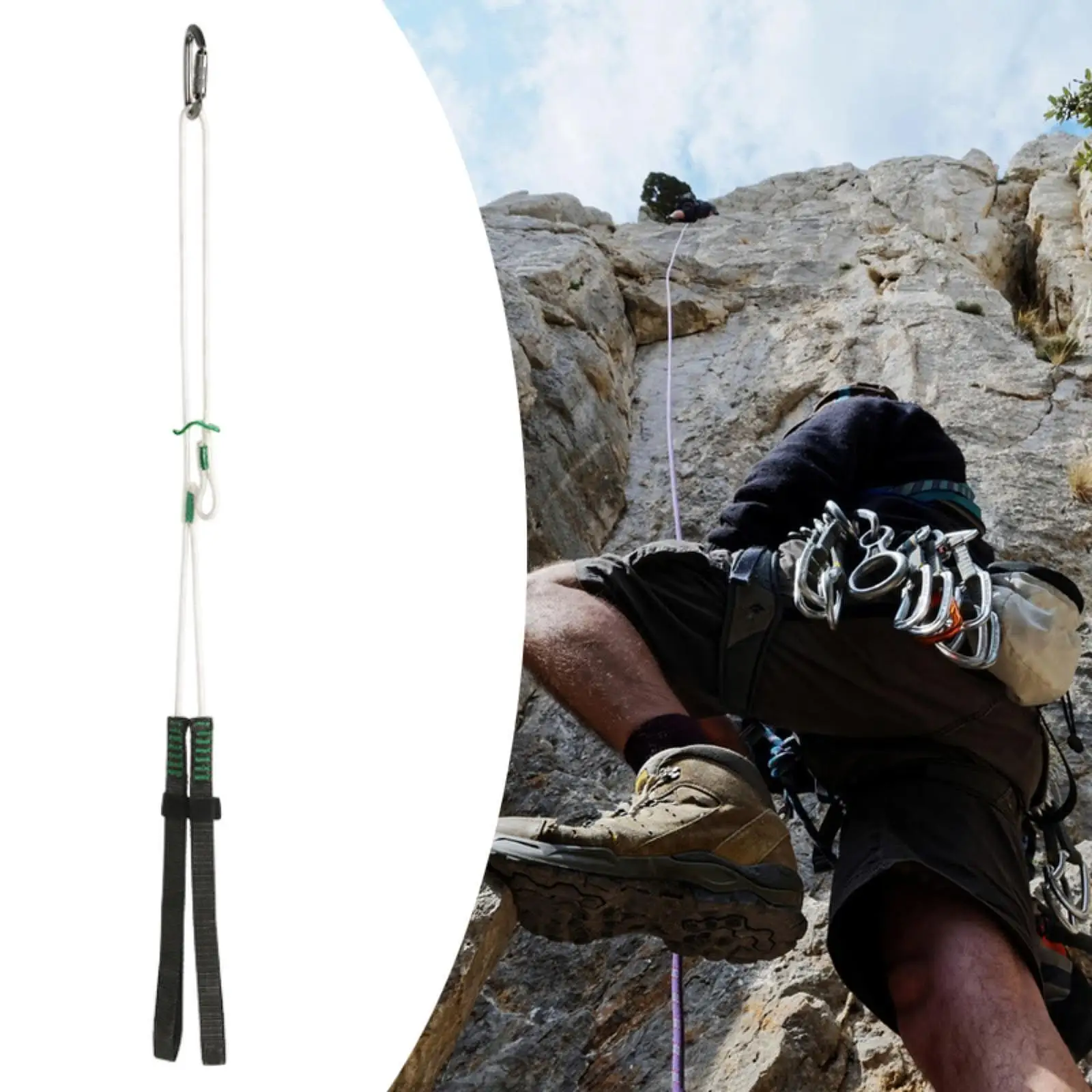 

Climbing Ascender Belay Device Professional Foot Belt Foot Loop Ascender with Carabiner for Outdoor Sports High Work Expedition