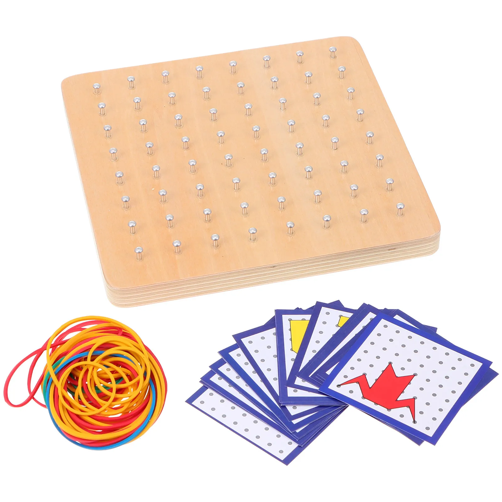 1Set Wooden Nail Board Geoboard Creative Educational Learning Tool Math Geometry for Kids Elementary Wooden Geoboard
