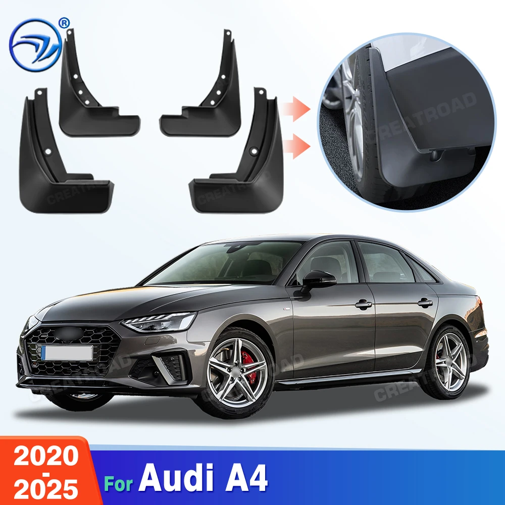 Custom Fit 4PCS Mud Flaps for Audi A4 2020 2021 2022 2023 2024 2025 No Drilling Splash Guards Mudguards Car Fender Accessories