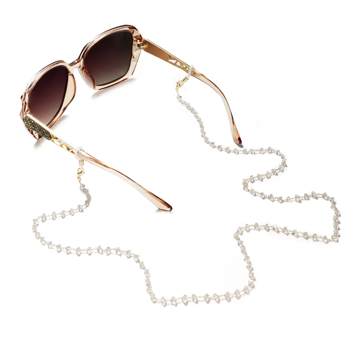 Triangle Crystal Beaded Glasses Chain for Women Fashion Lanyard Gold Color Metal Sunglassses Chains Strap Cord Hanging Neck Hold