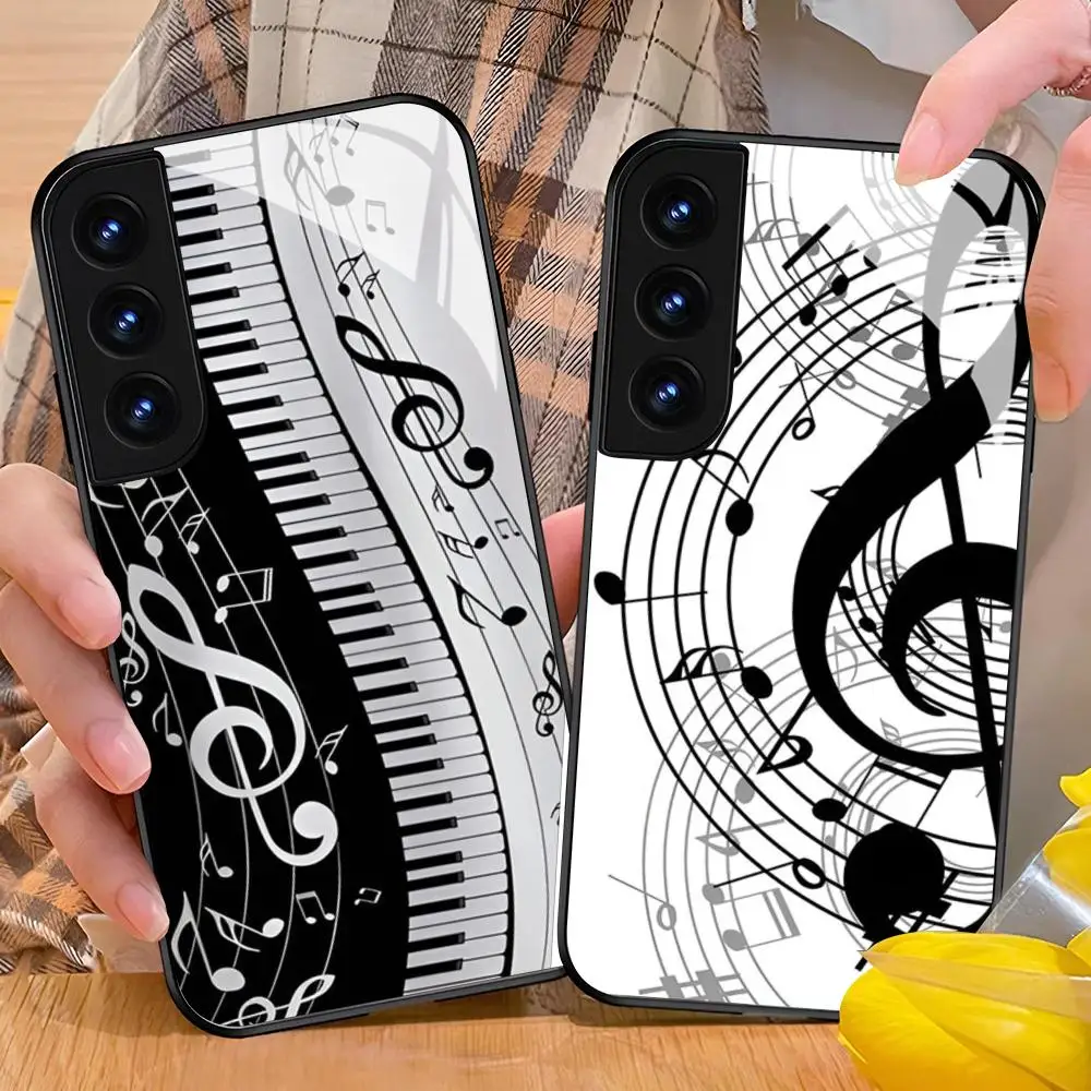Piano Keys M-musical Clear Phone Case For Samsung Galaxy S24 S26 S25 S23 S22 S21 S20 FE Edge Plus Ultra Black Glass Cover