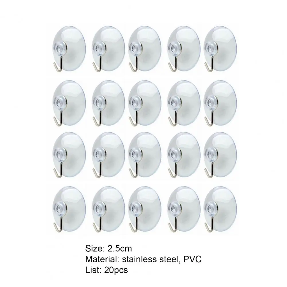 20PCS Casement Suction Cups With Metal Hooks Hanger Hanging Hook Sucker Cup Door Wall Hangers Hooks Suction Heavy Load