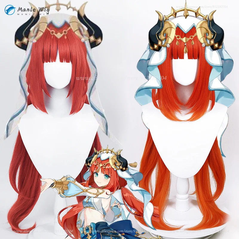 

High Quality Nilou Cosplay Sumeru Nilou Cosplay Wig Long Red Anime Wigs Heat Resistant Synthetic Wigs + Wig Cap