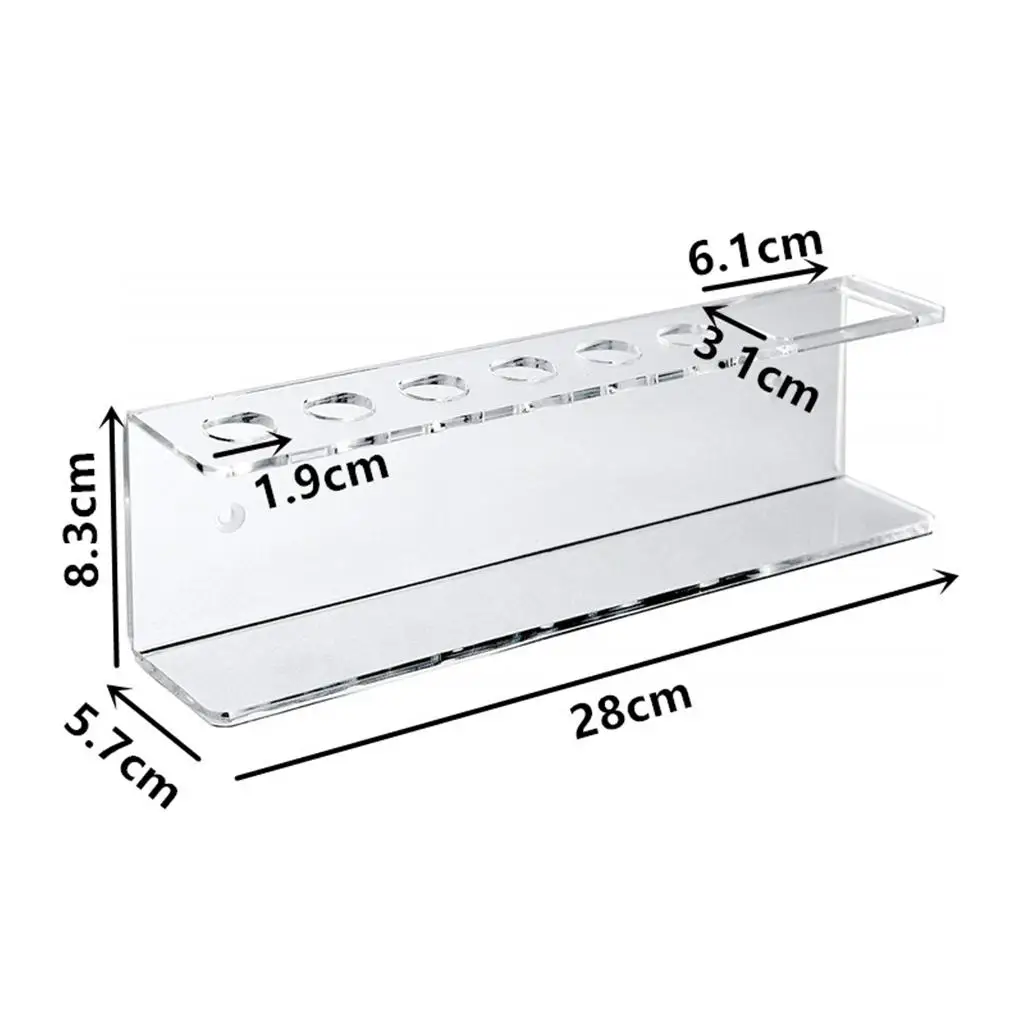 Wall-Mounted Clear Acrylic 6-Slot Whiteboard Marker Holder Stand