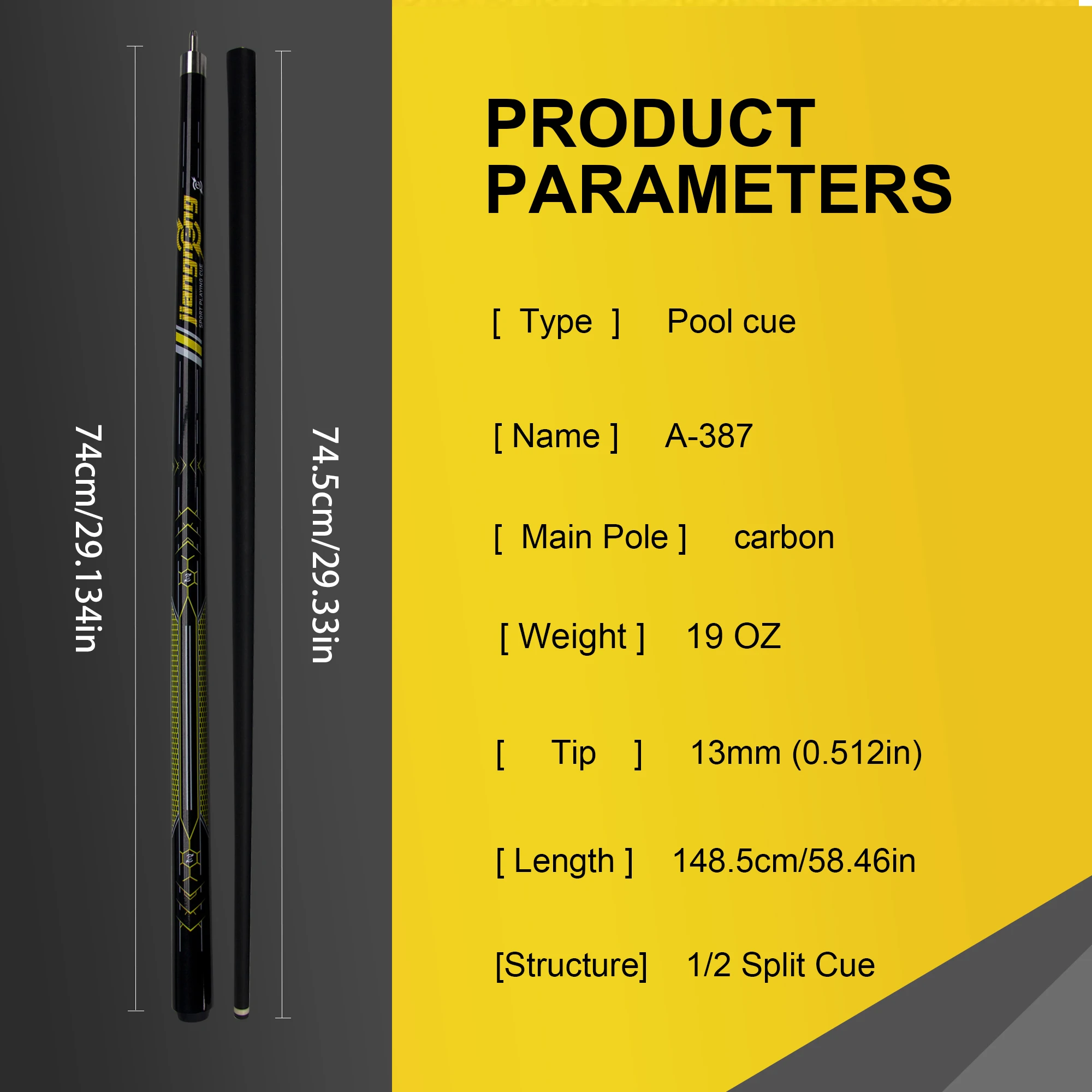 Carbon Fiber Professional Jump/Break Pool Cue, 13mm Tip stability putter shaft, Tournament-Level Precision Billiard Cue
