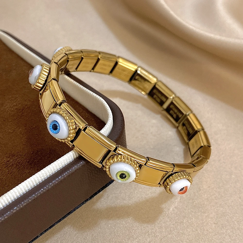 Greatera Fashion Fünf Bunte Augen Persönlichkeit Elastische Armbänder Europäischen Amerikanischen Edelstahl Beliebte Coole frauen Armreif