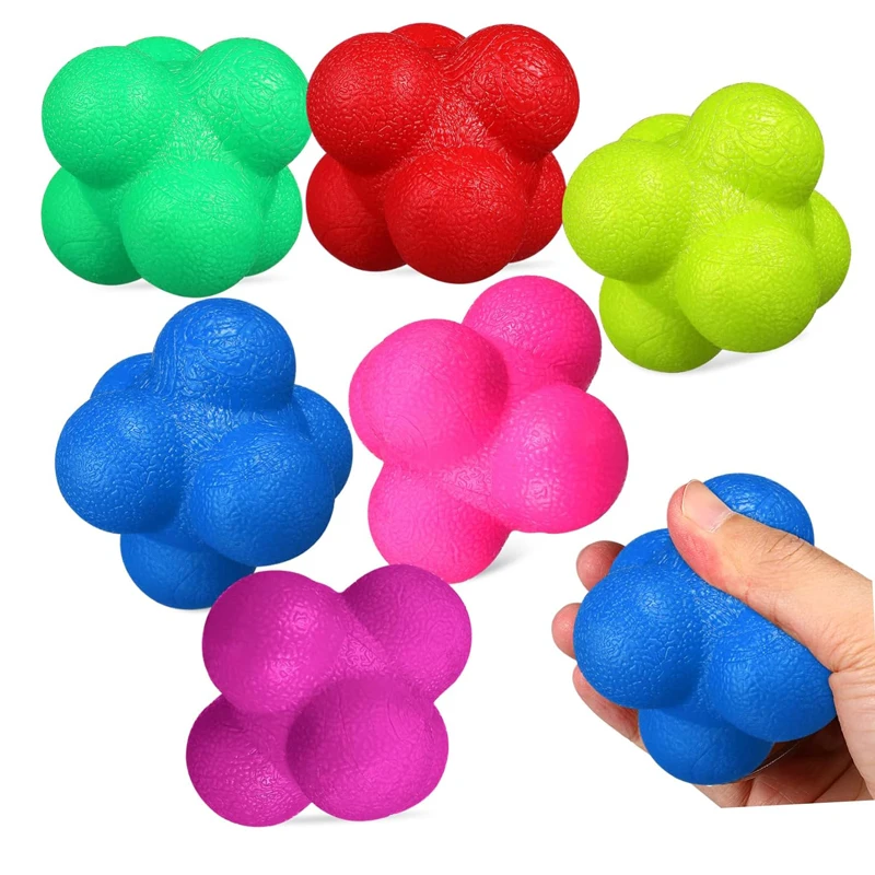 6PCS Palla di reazione sportiva Agilità Velocità Reflex Allenamento Rimbalzo di gomma Migliora la coordinazione occhio-mano Integrazione sensoriale Giocattoli