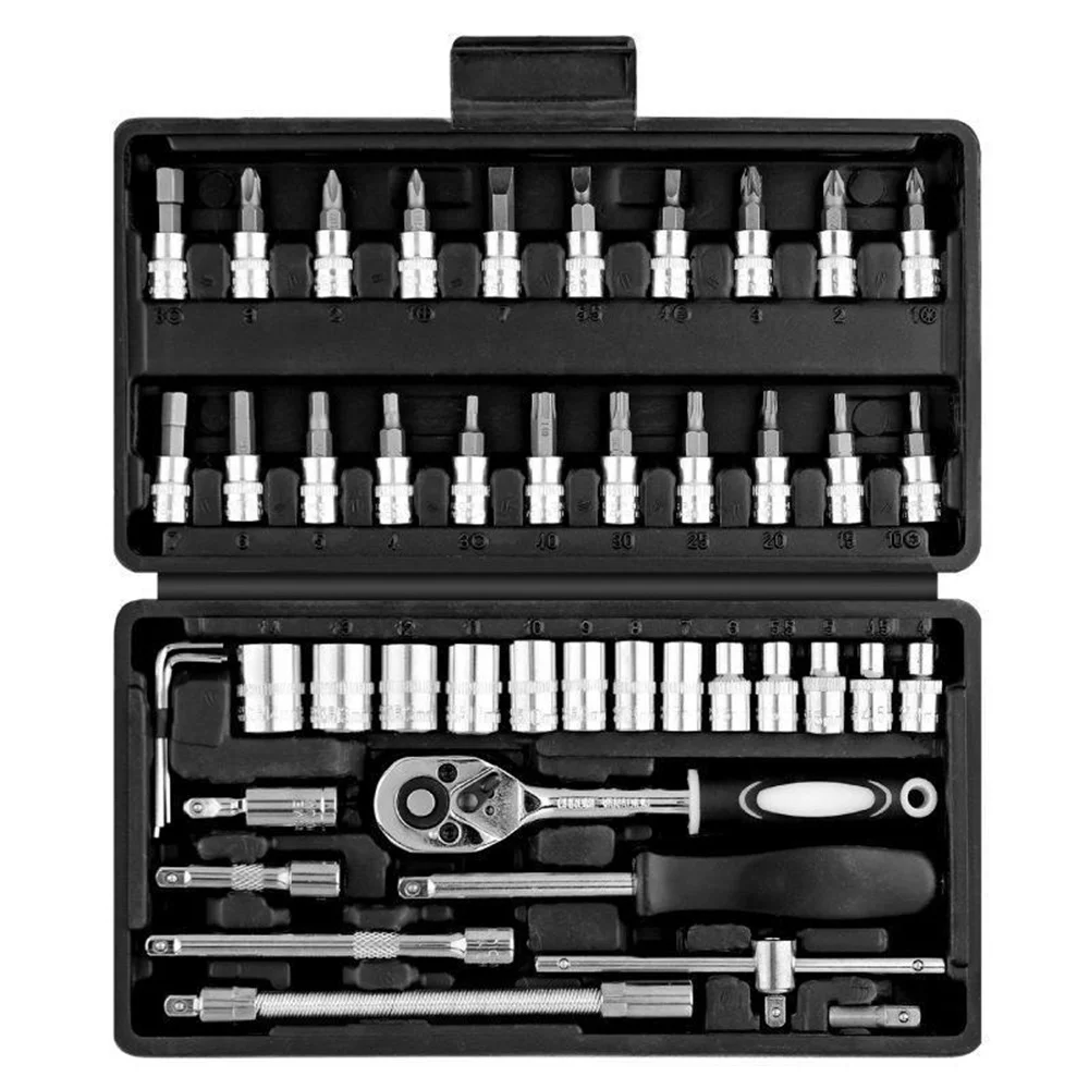 Quick Ratchet Wrench Socket Combination Set Auto Repair Sleeve  Car  Onboard Toolbox